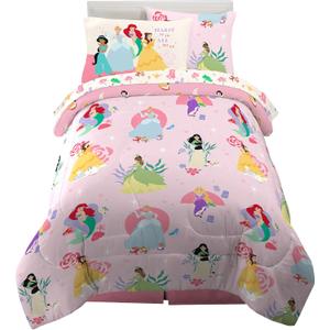 Disney Princess Kids Bedding Super Soft Comforter And Sheet Set, 4 Piece Twin Size (Prints may vary)