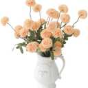 Floroom 6pcs Apricot Peach Faux Silk Mums Artificial Flowers, Bulk Fake Small Mini Chrysanthemums with Stems for DIY Wedding Centerpieces Floral Arrangements Vase Fillers Home Decorations