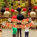 ADLKGG Paper Lanterns Decorations, Red Black Gold Hanging Round Paper Lanterns for Graduation, BBQ Party Supplies, Mickey Mouse Themed Birthday, Pirate Theme Casino Poker Party Decor Set of 21