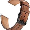 SUNFWR Quick Release Leather Watch Band 18mm 20mm 22mm 24mm for Men Women, Vintage Genuine Leather Strap for Samsung Galaxy Watch 6/Classic/Gear S3/Garmin/Huawei/Timex Watch Bands