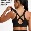 Yvette Sports Bras for Women High Impact Support, Sleek V-Neck with Adjustable Criss Cross Straps for Running&Workout (Black, L)