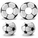 Soulchen 4 Pcs Soccer Inflatable Pool Floats Soccer Swimming Rings with 27" Inflatable Beach Balls Sports Theme Swim Tubes Rings for Adult Summer Sports Ball Decor Swimming Pool Beach Game