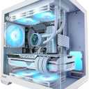MATX PC Case, Top 240mm Radiator Support, 5 PCIe Slots for Max GPU Cooling, Extra Space for 160mm PSU & Easy Cable Management, 3120mm ARGB Fan with Controller (Non-PWM), Type-C, Mirage 4 White