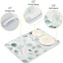 Sage Green Leaves Dish Drying Mat for Kitchen Counter Watercolor Branch Plant Drying Mat 18 x 24 Inch with High Absorbent Reversible Microfiber Dish Drying Pad Drainer Mat for Coffee Bar