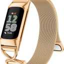 JKD X-Shape Metal Band Compatible with Fitbit Charge 6/ Charge 5 Bands for Women Men, Soft Stainless Steel Mesh Loop Strap Bracelet Wrist Band Replacement for Fitbit Charge 5/ Charge 6 Fitness Tracker (Rose Gold)