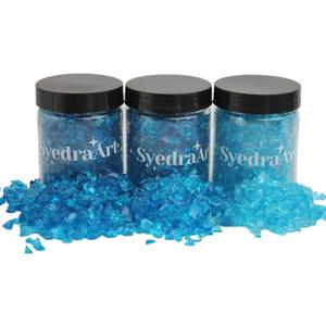 Syedra Crushed Glass for Crafts, Resin Art,Set of 3, Crushed Colored Pieces 3-6mm 1LB (Turquoise)