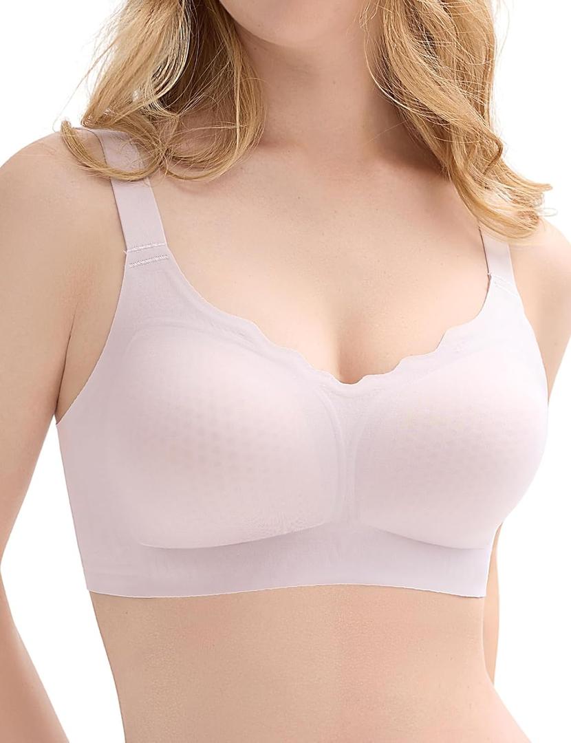 Bras for Women No Underwire, Wireless Bras with Support, Breathable Padded Everyday Bra, Purple 3X-Large