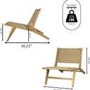 JONATHAN Y Parker Teak Woven Armless Lounge Chair 23.6" x 36.2", Natural, 23.62 x 18.5 x 10.24 inches