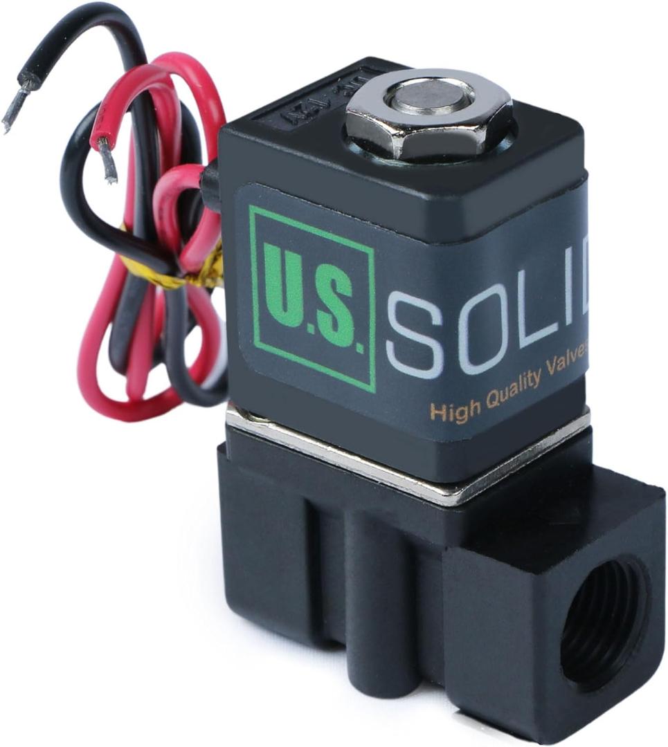 -NEW- Solenoid Valve 1/4" Normally Closed (N.C.) 12VDC Nylon (NEW Improved Crack-resistant Polymer) Blue Cap by U.S. Solid