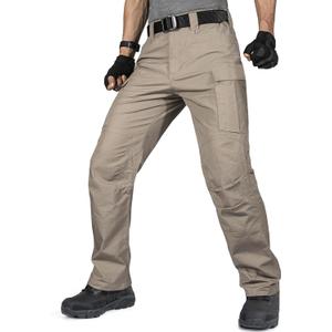 FREE SOLDIER Men's Water Resistant Pants Relaxed Fit Tactical Cargo Work Pants with Multi Pocket (40W x 30L, Khaki)