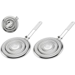 HIC Kitchen Heat Diffuser Reducer Flame Guard With Removable Handle, Stainless Steel, Distributes Heat Evenly And Reduces Scorching, For Gas Electric Glass Stovetops, 8.25-Inch, Set of 2