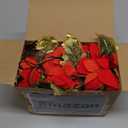 Glintoper Christmas Poinsettia Garland, 5.9 FT Lighted Artificial Garlands with 36 Red Flowers, Battery Operated with Timer Poinsettia String Lights, Light up for Xmas New Year Home Decor