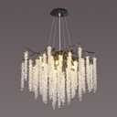 Modern Crystal Tree Branch Chandelier, D31.5'' Black Round Raindrop Indoor Hanging Branch Chandelier Fixture for Dining Room Living Room Bedroom 12 Lights
