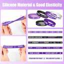 WATINC Ribbons Awareness Accessories Kits - 144PCS Purple Ribbon Week Awareness Set 36 Silicone Bracelets 36 Rubber Keychains 36 Button Pins 36 Pens Gifts for Charity Events Party (Purple Ribbon Week)