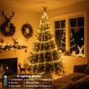 Outdoor String Lights, 6.6Ft 300LED Christmas Tree Light Warm White 5V 2A, 8 Modes Long LED Fairy Lights for Christmas Tree, Wedding, Easter, and Garden Decorations