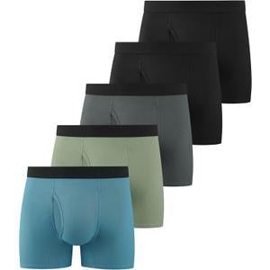 YESWEL Modal Incontinence Underwear for Men, Leakproof Boxer Briefs for Bladder Control with Fly, Light Absorption, 5 Pack (Multicolor01, X-Large)