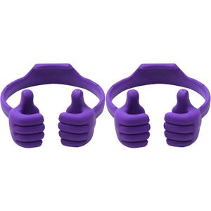 Honsky Thumbs-up Cell Phone Holder, Tablet Stand for Desk Multi-Angle/Adjustable/Flexible, Compatible with iPhone iPad Mini Samsung LG Google, Universal Cellphones, Purple, 2 Packs (for 4"-10")