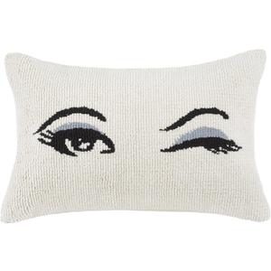kate spade new york Wink Decorative Pillow, 14" x 20" Throw Pillow for Bed or Sofa, Textured Cotton and Polyester Blend Cover, White