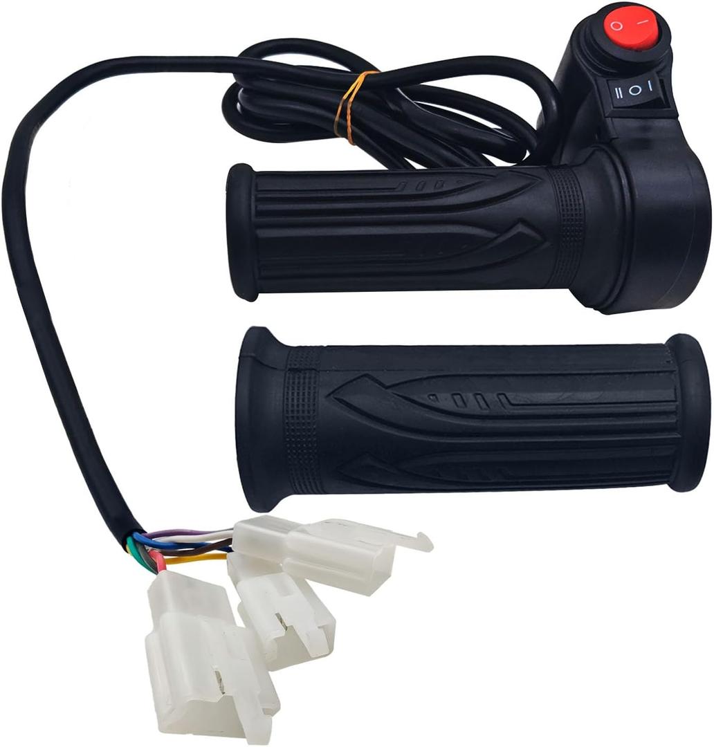 1 Pair E-Bike Full Twist Throttle Grips, 12V-72V Electric Bicycle Scooter Twist Handlebar with Three Speed and Reverse for Motorbike Motorcycle E-Bike Scooter (3+3+2 Pins)