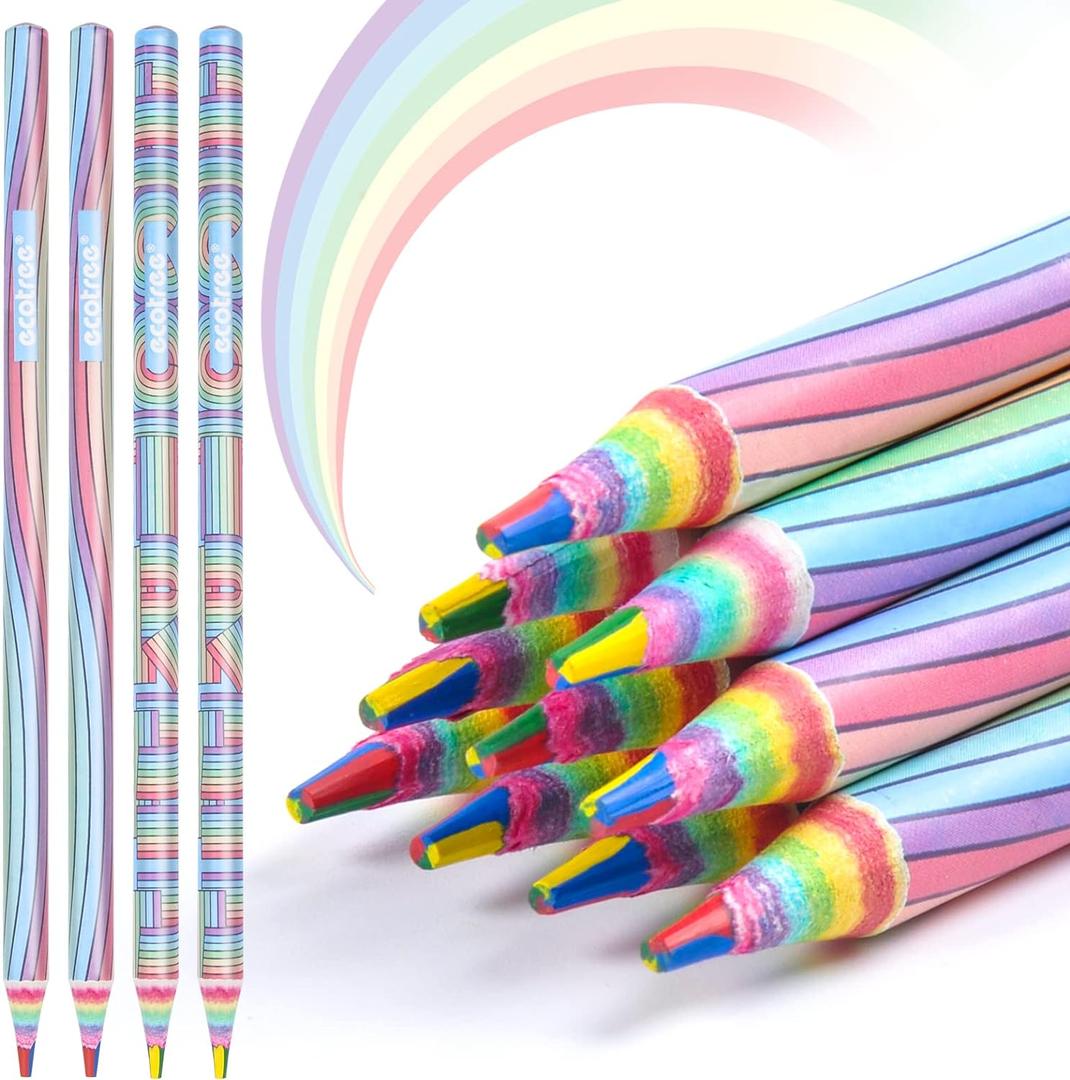 ECOTREE Teacher Appreciation Gifts, Colored Pencils, Rainbow Colored Pencils for Coloring Books, Drawing Art Supplies, Back to School Supplies, 12 Pack