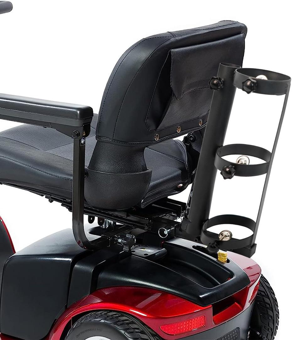 MOOFI 2-in-1 Metal Oxygen Tank Holder, Universal D, E Cylinder Carrier, Heavy-Duty Metal Oxygen Holder for Mobility Scooters & Power Chairs Equipped with 1" X 1" Hitch Receiver, 18.9" x 6" x 17.6"