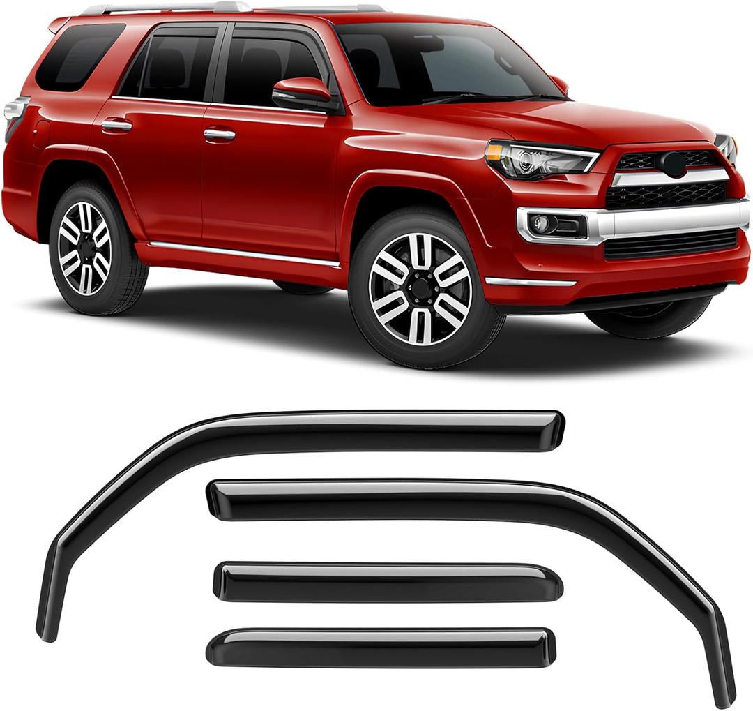 in-Channel Rain Guards Compatible with Toyota 4Runner 2010-2024, Extra Durable Side Window Deflectors, Wind Deflectors, 2024 4Runner Sun Rain Guard Black 4 PCS