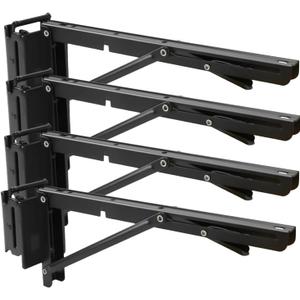 12 Inch Double Fittings E Track Shelf Bracket - Durable Hinged Collapsible Table Brackets - 4 Pack Black Powder Coating E-Track Accessories for etrack Workbench Shelves