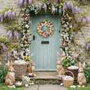 Easter Egg Wreath for Front Door - Pastel Eggs & Daisy Decor Porch Window Spring Wreaths with Fern Foliage Indoor Outdoor Decor for Easter Holiday Celebrations Decorations