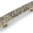 JETLAND Bridged Drawer Cabinet Pulls, 6-Pack Antique Brass 3" Hole Centers, Antique Peony Solid Cast, TG0115AB076