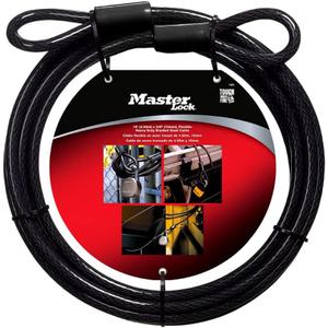 Master Lock 72DPF Steel Cable with Looped Ends, 15 ft. Long, 1 Pack, Black