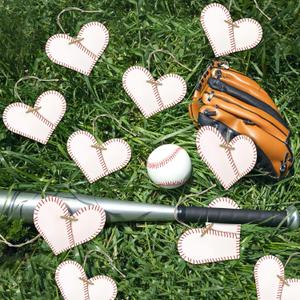 6 Pcs Valentine's Day Baseball Decorations Leather Heart Baseball Hanging Ornament Sports Gift for Valentines Sports Theme Party Baby Shower Birthday Favors Women Men
