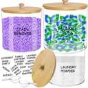 Large Capacity Laundry Room Organization Jars, 3 Pcs Acrylic Laundry Detergent Container with 2 Scoops & Labels, Clear Laundry Jars for Powder, Dryer balls, Pods,Scent Boosters, Laundry Room Storage