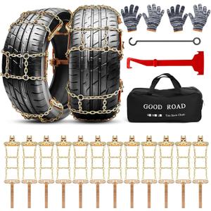 12 Pack Adjustable Snow Tire Chains for Tire Width 235-315mm Suv Truck Pickup, Quick Setup Easy Installation, Thickened Car Non Skid Car Chains
