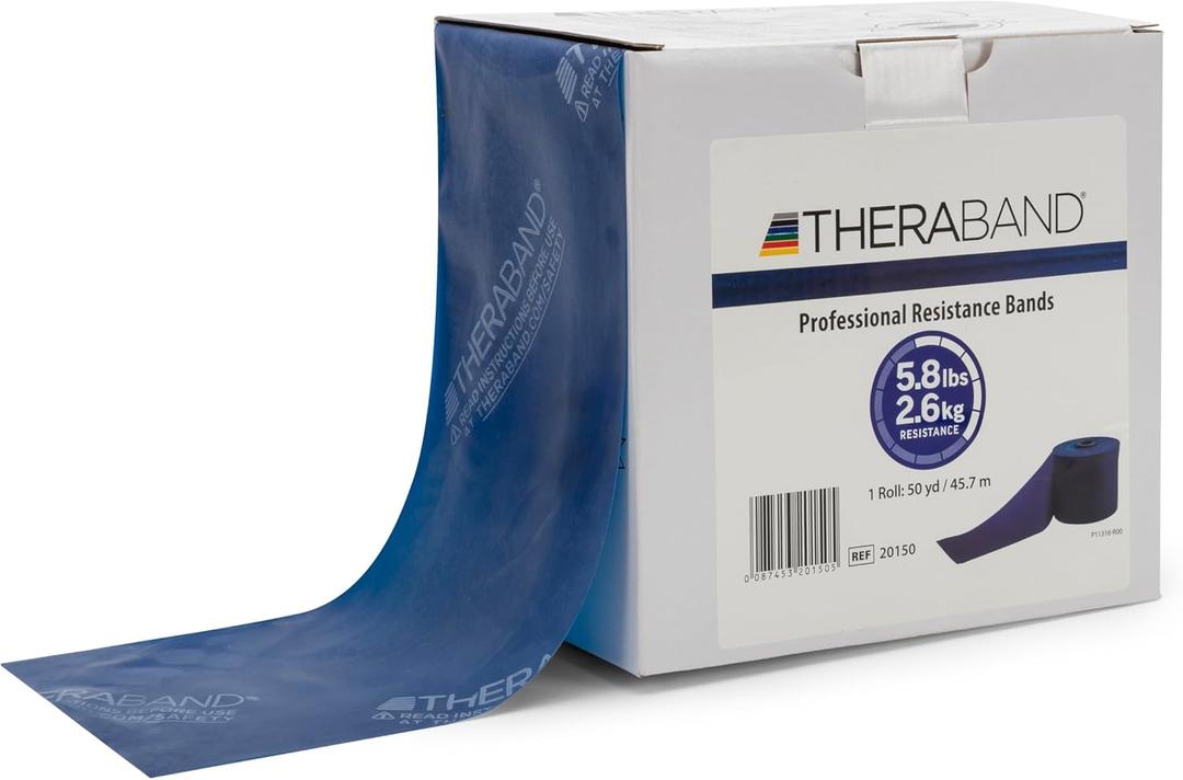THERABAND Resistance Bands, 50 Yard Roll Professional Latex Elastic Fitness Band For Upper & Lower Body & Core Exercise, Physical Therapy, Pilates, Yoga, Stretching, Home Workouts, & Rehab (Blue - Extra Heavy)