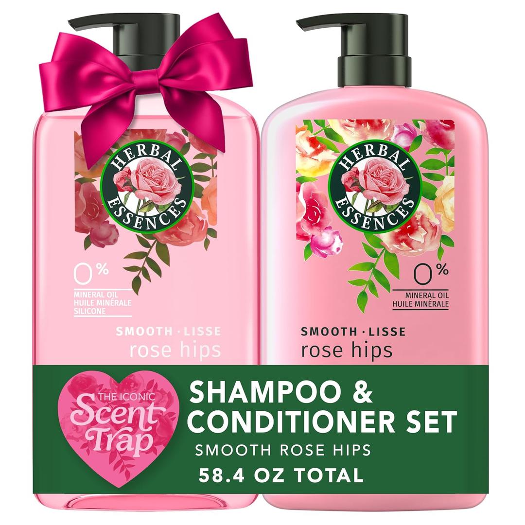 Herbal Essences Shampoo & Conditioner Set, Smooth Collection, Paraben-Free, Color-Safe, with Rose Hips & Vitamin E, 29.2 Fl Oz Each, 2-Pack