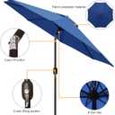 Blissun 9' Outdoor Patio Umbrella, Outdoor Table Umbrella, Yard Umbrella, Market Umbrella with 8 Sturdy Ribs, Push Button Tilt and Crank, Navy Blue