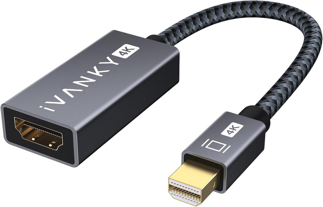 IVANKY 4K Mini DisplayPort to HDMI Adapter, 4K@30Hz Mini DP to HDMI Adapter, Gold-Plated/ Braided Thunderbolt 2 to HDMI Compatible with MacBook Air/ Pro, Microsoft Surface Pro/ Dock, Monitor, Projector