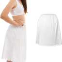 Girl's Half Slip Underdress, Non-cling, Silky Nylon Material, White or Black, Comfortable Covered Waistband and Lace Hemline (12-14)