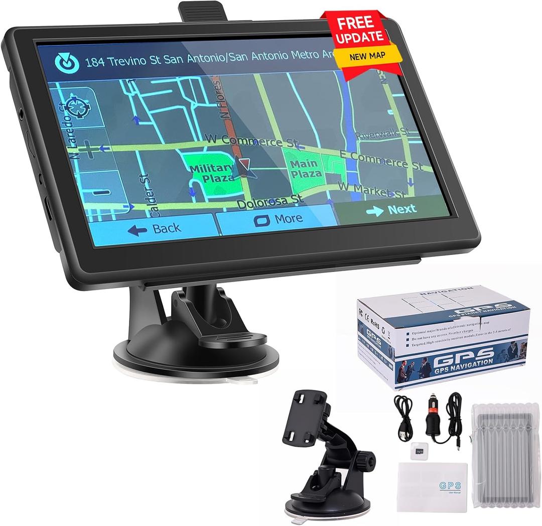 GPS Navigator for Car, 2026 Latest Map GPS for Car with 7'' Touchscreen, Free Lifetime Updates, Car Navigation with Voice Guidance, Speed & Red Light Warning for Truck RV Cars