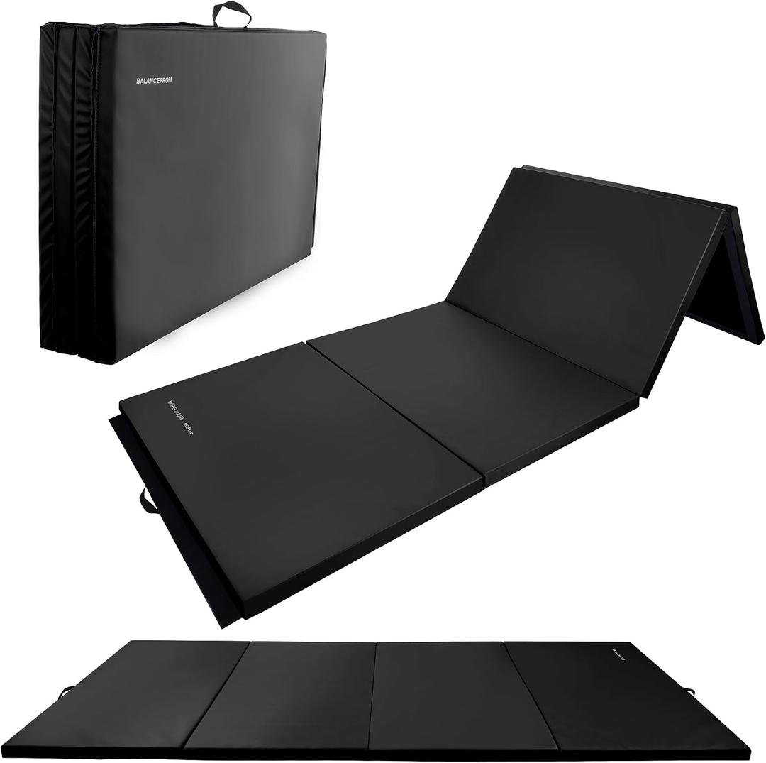 Fitvids 4'x8'x2" Gymnastics Mat, Home Exercise Mat with Carrying Handles, Folding Gym Workout Tumbling Mat for Yoga, Pilates, Stretching, MMA, Core Workouts, Fitness Aerobics Mats for Gym Training