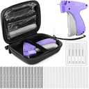 Lasnten 3007 Pcs Quick Clothing Fixer Kit with Fine Needle Stitch Gun for Clothes Storage Case 5 Needles 1500 Black 1500 White Quick Stitch Sewing Hemming Gun for Home Shops Warehouse(Purple)