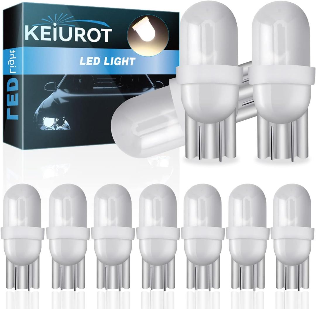 Keiurot 555 Bulb T10 194 DC AC 6V 6.3V for Pinball Led Bulbs Arcade Pinball Machine Light Bulb Lamp Warm White Nonpolarity, Pack of 10