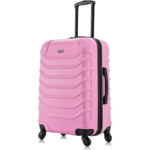 InUSA ENDURANCE Luggage with Spinner Wheels | Durable Lightweight Hardside Suitcase, Spacious Travel Bag with Handle and Trolley | 24-Inch Medium Checked Luggage | Pink