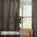 YoungsTex Dark Brown Linen Semi Sheer Curtains 45 Inches Length for Kitchen, Light Filtering Drapes with Grommet Privacy for Short Window Living Room, 2 Panels, 42 X 45 Inch (Sliver-brown Color)