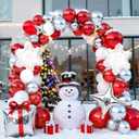 Red Snowflake Balloon Garland Arch kit, Large Snowflake Gift Box Star Foil Balloons Silver Red White Latex Balloon for Winter Wonderland Baby Shower Wedding Winter Theme Birthday Party Decoration