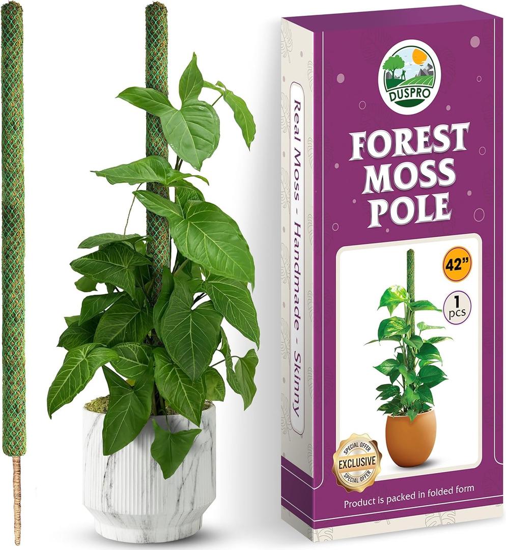 DUSPRO 42" Mesh Moss Pole for Climbing Plants, Natural Moss Pole Monstera Plant Support, Real Moss Poles for Plants Indoor, Moss Stick for House Plants, Moss Stakes for Climbing Plants
