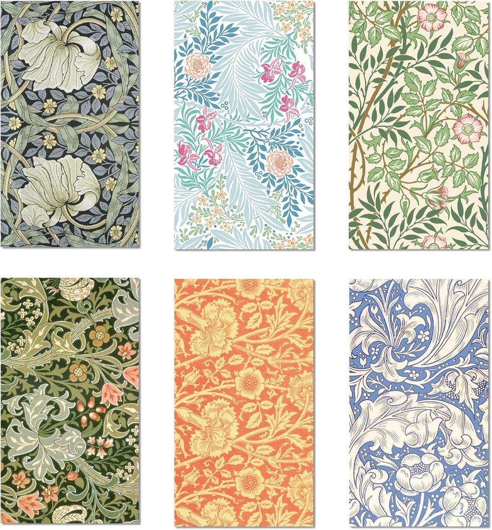 120PCS William Morris Floral Paper Napkins - 6 Vintage Wildflower Disposable Hand Towels for Bathroom, Dinner, Picnic, Wedding | 4.5"x8" | Wildflower Disposable Napkins for Daily Use,Family Gatherings