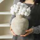 Vanselia Ceramic Flower Vase Home Decor - Farmhouse Table Vases Rustic Vintage Living Room Kitchen Bedroom Decorations for House Book Shelf Office Coffee Desk Dining Fireplace (7.4" Retro)