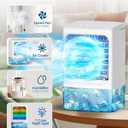 Mini Air Conditioner Small Portable AC Unit Portable Air Conditioners with 1500ml spray/hour 3 Speed Wind & 7 Colorful LED Light Cool Mist &Timer Evaporative Air Cooler for Bedroom/Home/Office