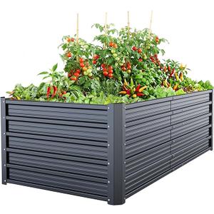 Ohuhu 6x3x1.9 FT Metal Raised Garden Bed Outdoor, Reinforced Deep Root Galvanized Steel Rustproof Planter Box, 100% Non-Toxic, 256 Gal Heavy Duty Tall Raised Beds for Growing Vegetables Flowers Herbs